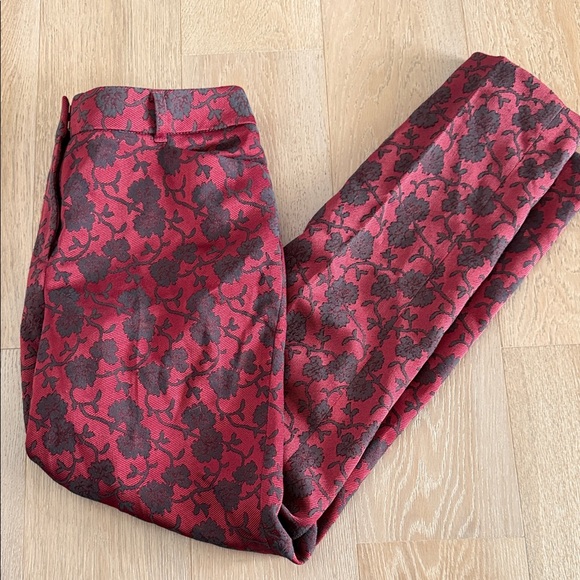 White House Black Market Pants - White House Black Market Red and Black Floral Cropped Pants
